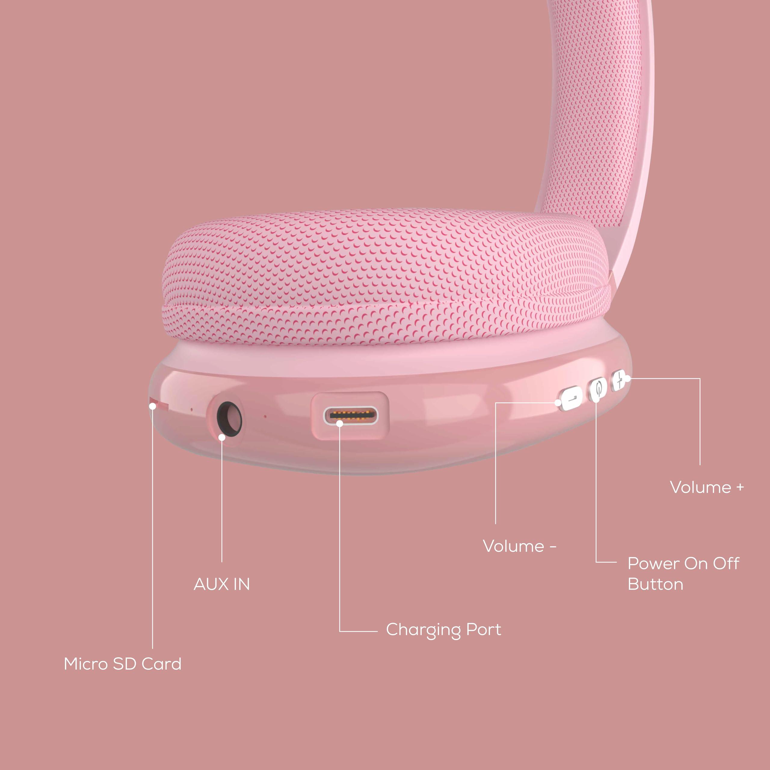 Gabba Goods Gabba Goods Wireless Over Ear Bluetooth Headphones with Microphone - Wireless Headset -Noise Reduction - Bluetooth, Wired,Built in Micro SD for Travel, Home, Work TV,PC,Gaming,Cellphone (Pink)