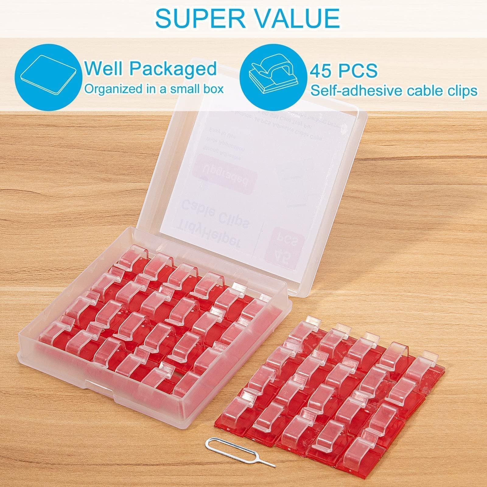 TidyHelper Small Black Adhesive Cable Clips and Clear Adhesive Wire Clips Bundle