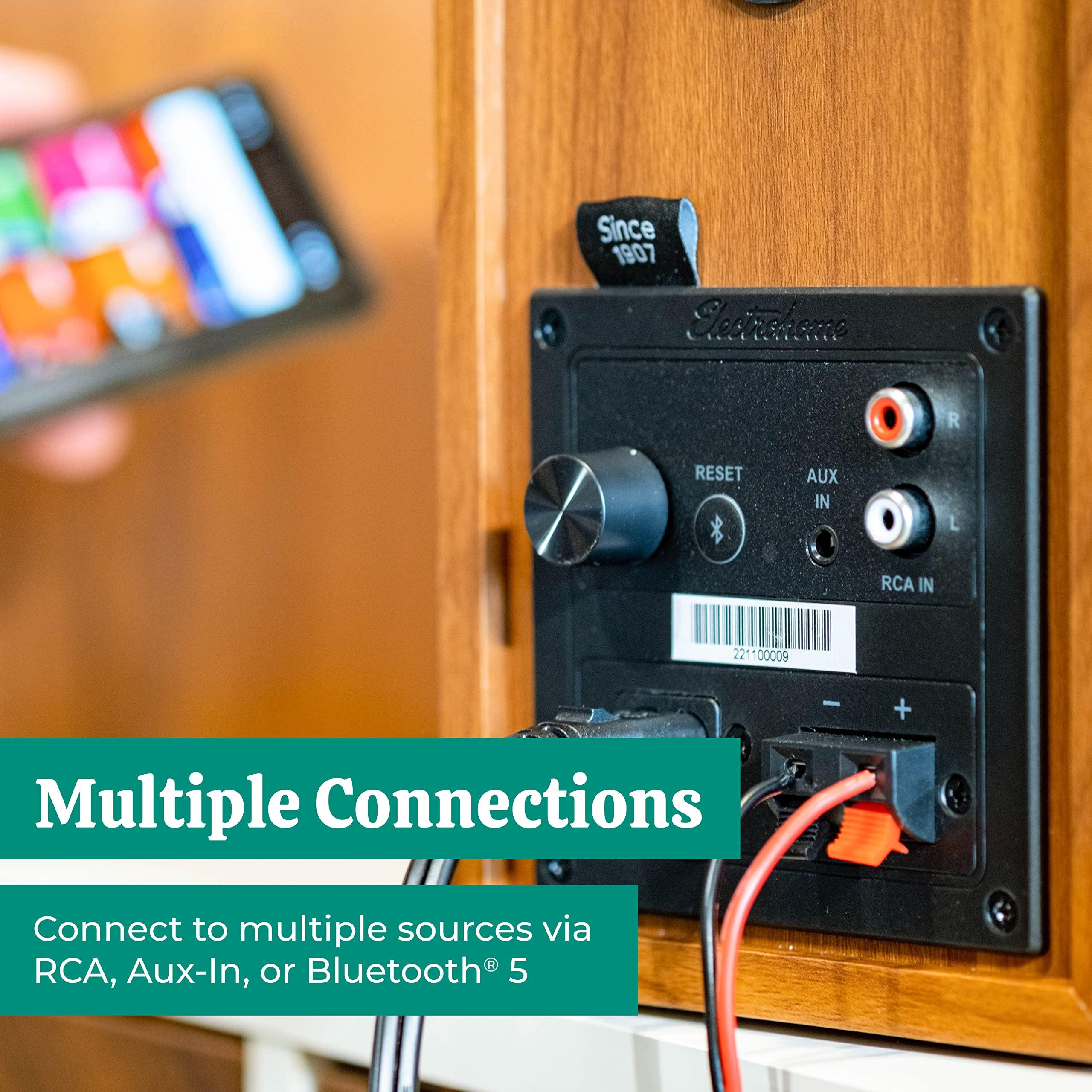 Electrohome Electrohome Huntley Powered Bookshelf Speakers with Built-in Amplifier and 3\" Drivers for Turntable, TV, PC and Wireless Music Streaming Featuring Bluetooth 5, RCA and Aux (EB10)