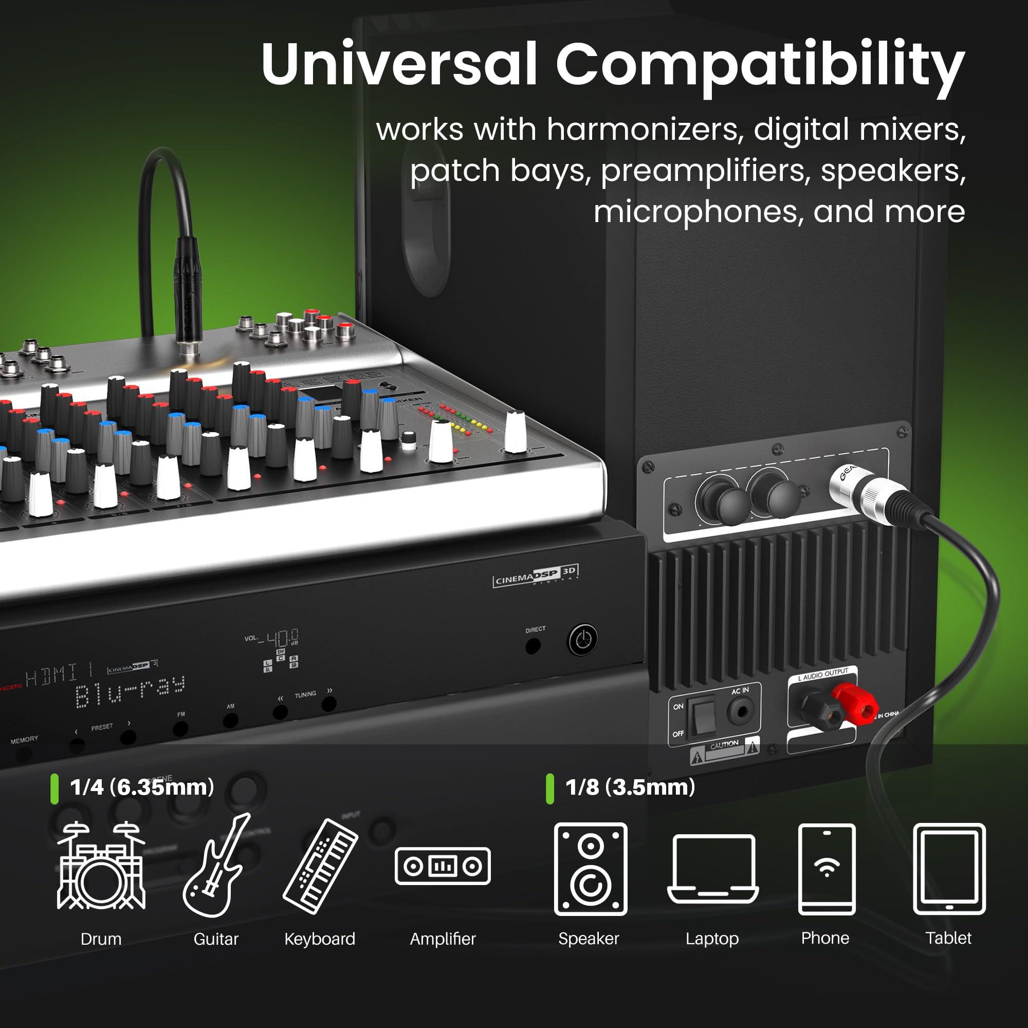 GearIT GearIT XLR Male to TRS Male 1/4 inch 6.35mm (TRS to XLR Male Cable) 15 Feet - with 1/8 inch 3.5mm Adapter