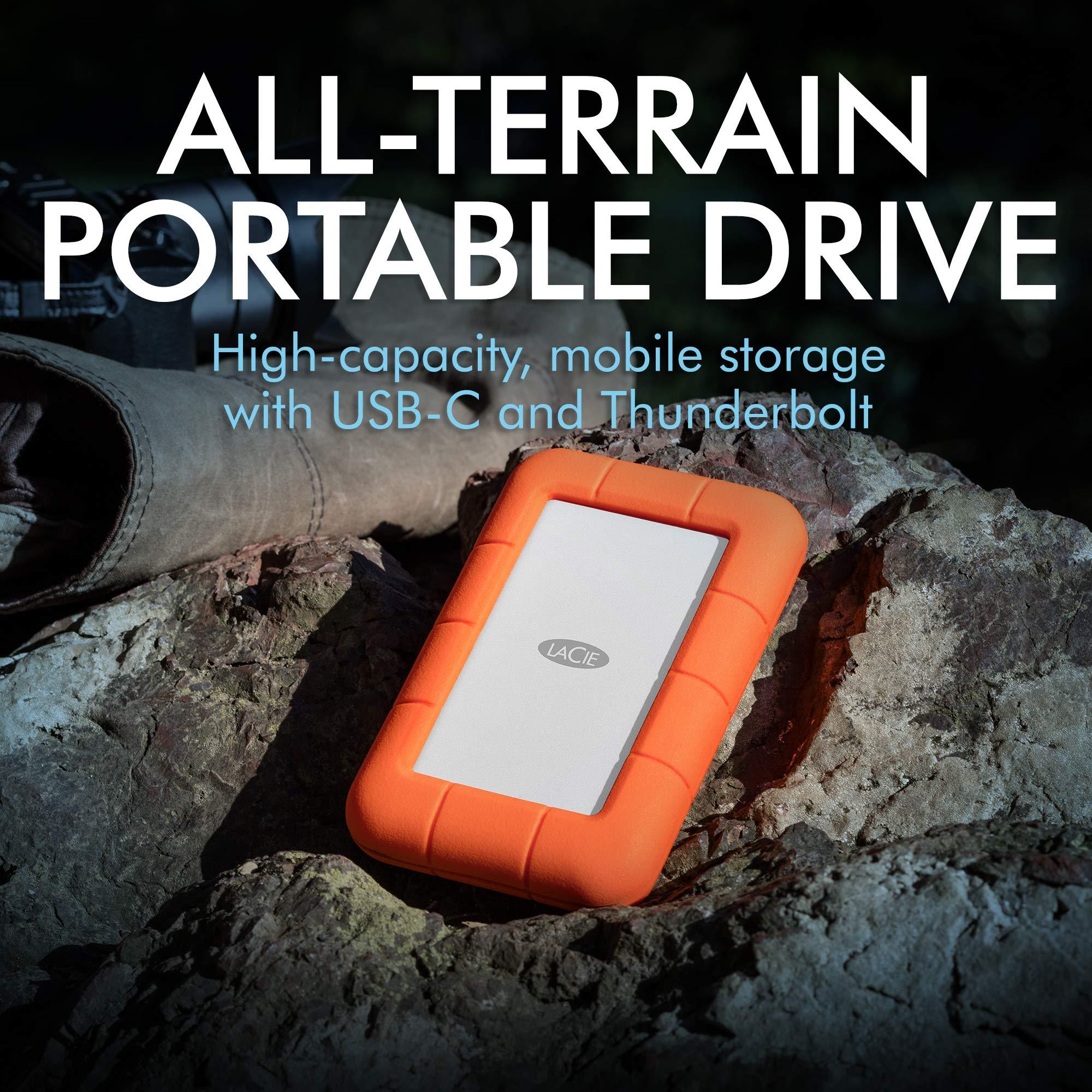 LaCie LaCie Rugged Thunderbolt USB-C 4TB External Hard Drive Portable HDD – USB 3.0 compatible, Drop Shock Dust Water Resistant, Mac and PC Computer Desktop Workstation Laptop, 1 Mo Adobe CC (STFS4000800)
