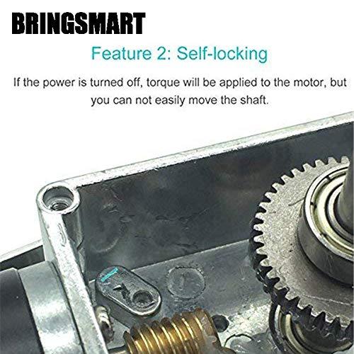 BRINGSMART BRINGSMART 12V 5rpm DC Worm Gear Motor 35kg.cm Self-Locking Reversed Mini Turbine Geared Motor for DIY Robot Rotating Table Door Lock Curtain Machine (12V 5rpm)