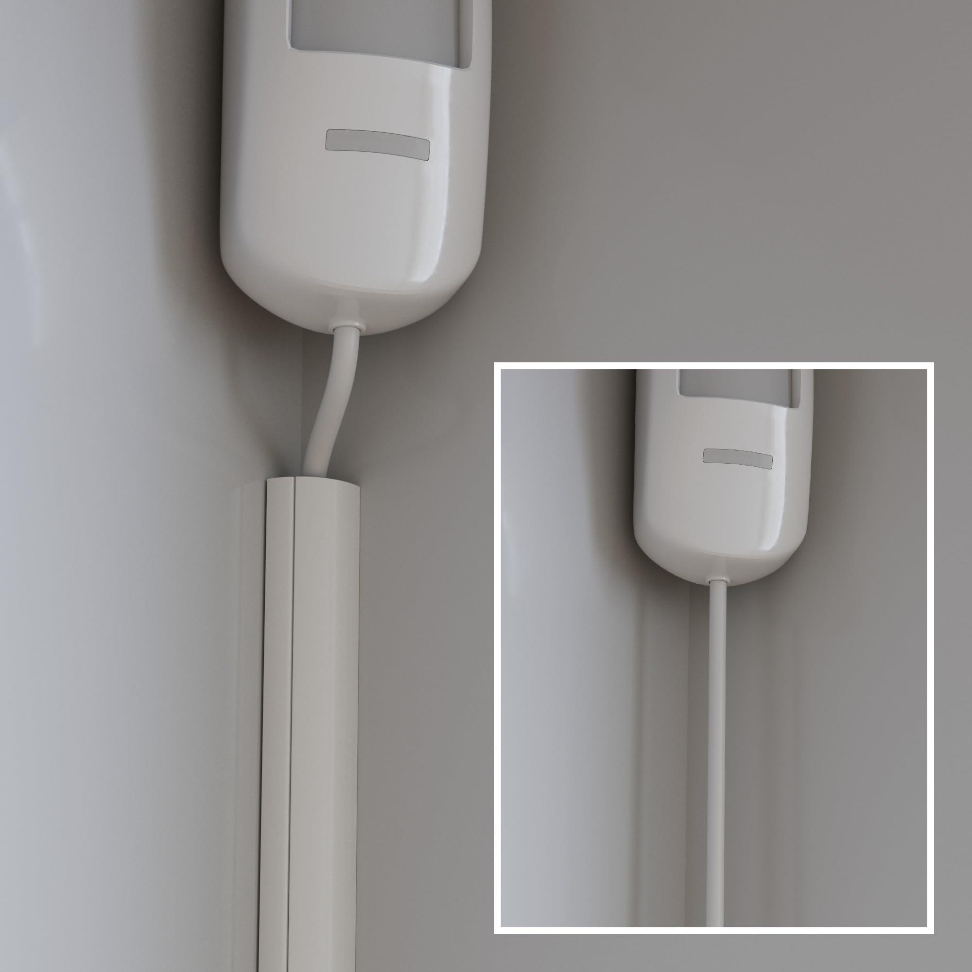 D-Line D-Line 39\" White Quarter Round Cable Raceway, Corner Cord Cover, Self-Adhesive Floor Molding with Wire Channel, Baseboard Cable Hider - 0.87\" (W) x 0.87\" (H) x 39-inch Length - White