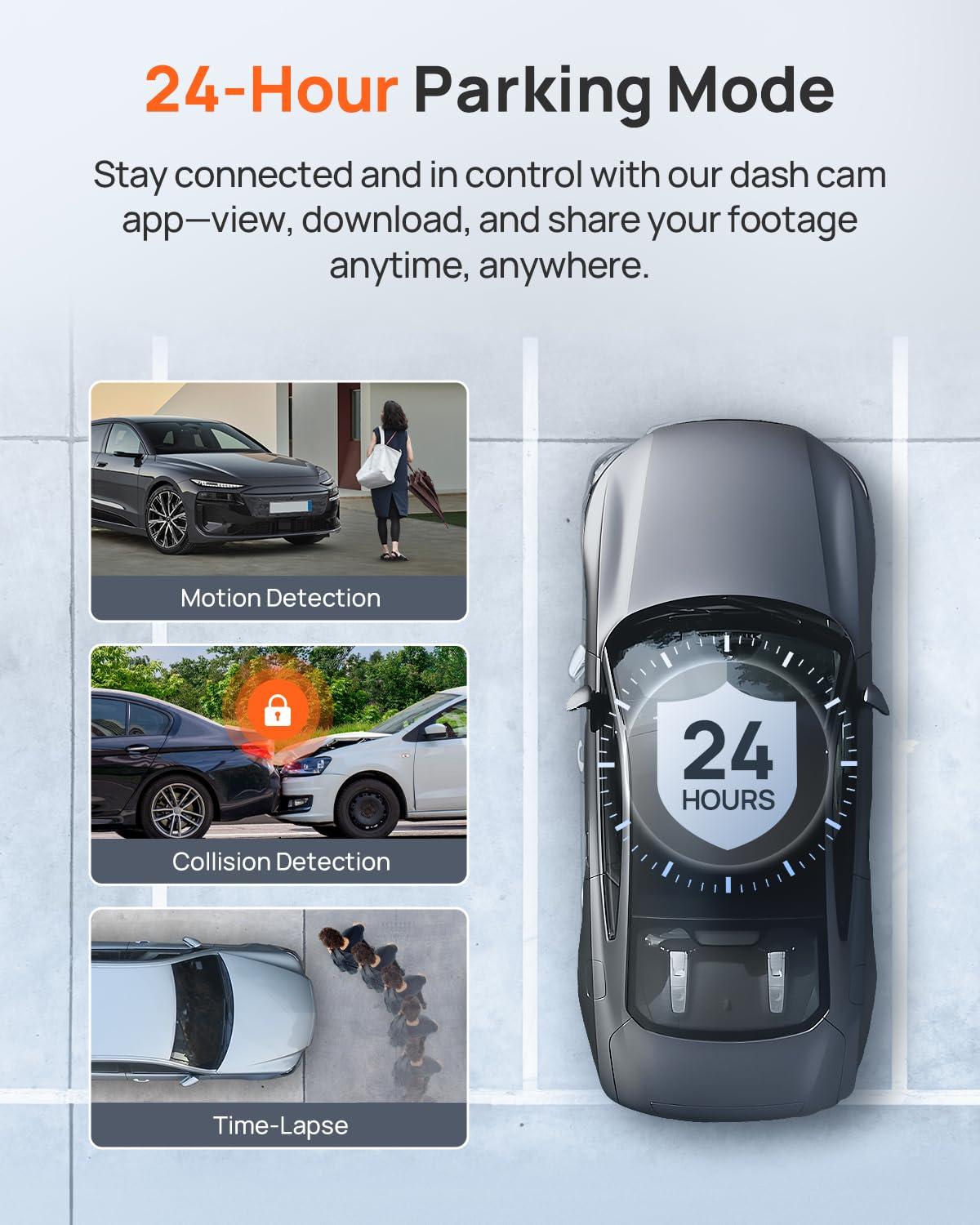 70mai 70mai A810 4K Dash Cam Front and Rear, Dual Dash Camera for Cars with Starvis 2 HDR Night Vision, ADAS, Built in GPS&WiFi, 4G Support, 24/7 Parking Mode, AI Motion Detection, Time-Lapse, APP Reminder