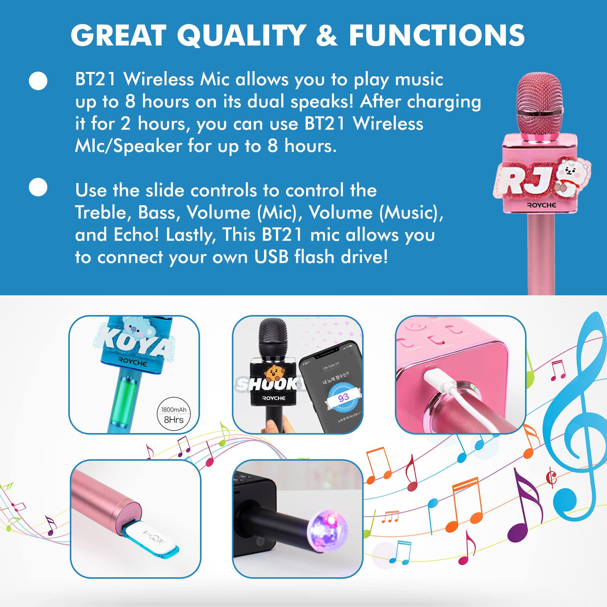 ROYCHE ROYCHE BTS Bluetooth Wireless Mic & Speaker, All Seven BTS Characters in Their Own Cute Colors (MANG)