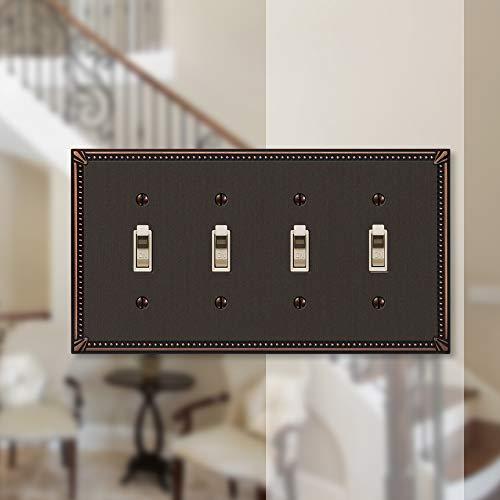 AMERELLE Amerelle 74T4DB Imperial Bead Wallplate, 4 Toggle, Cast Metal, Aged Bronze, 1-Pack