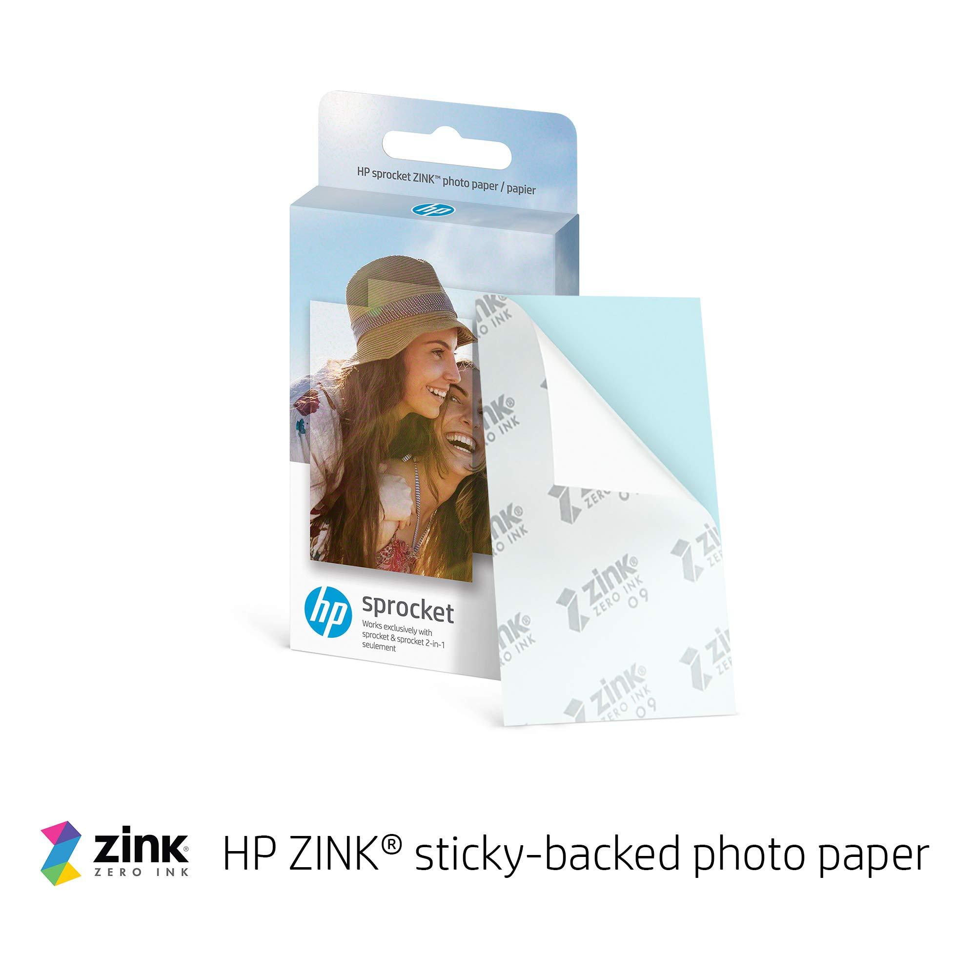 HP HP Sprocket Portable 2x3 Instant Photo Printer (Luna Pearl) & Sprocket Portable 2x3 Instant Photo Printer (Blush) & Sprocket 2x3 Premium Zink Sticky Back Photo Paper (20 Sheets)