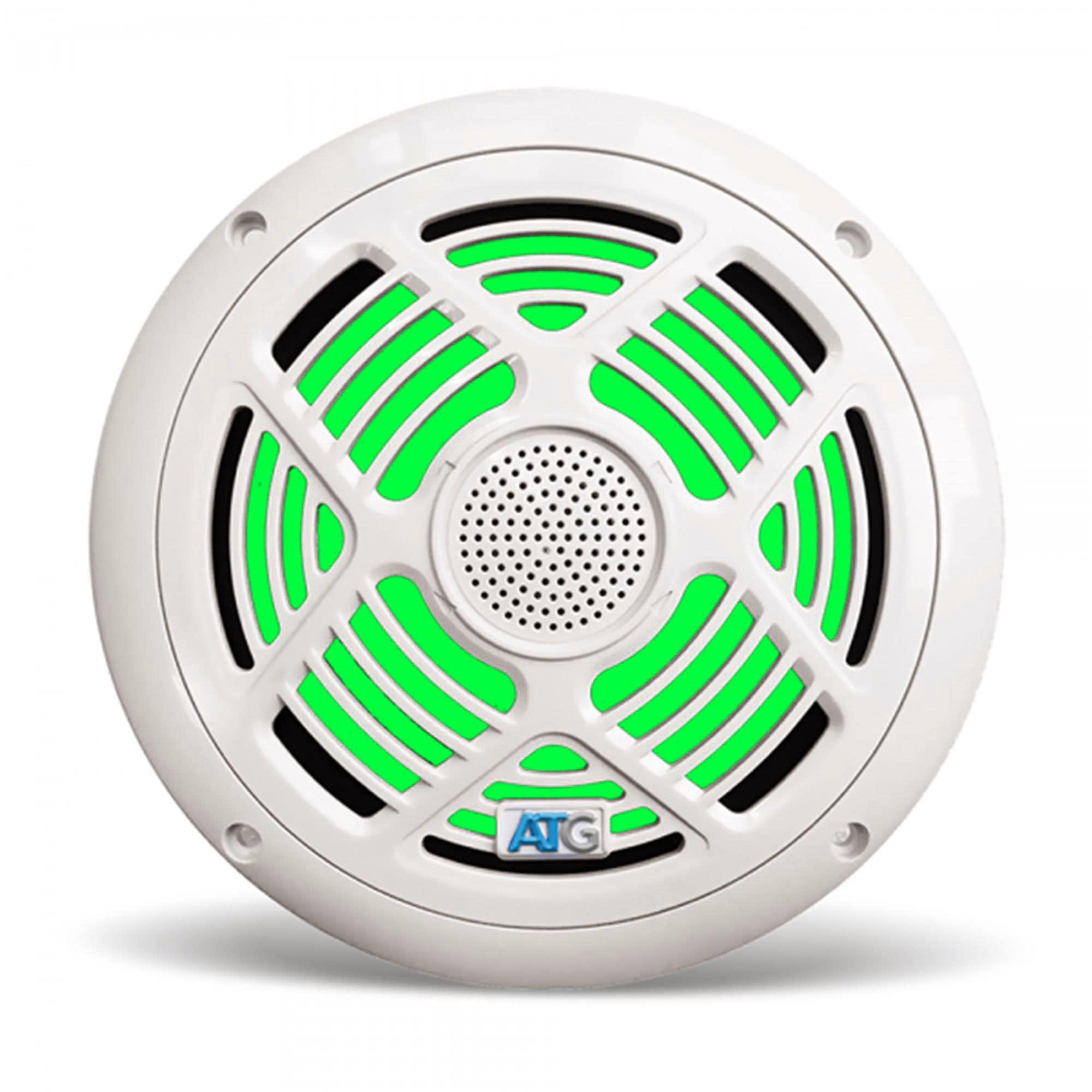 Audio To Go ATG Audio Marine 8\" Coaxial Speakers with RGB LEDs, Pair, White, 160W - ATG8MRGB-W