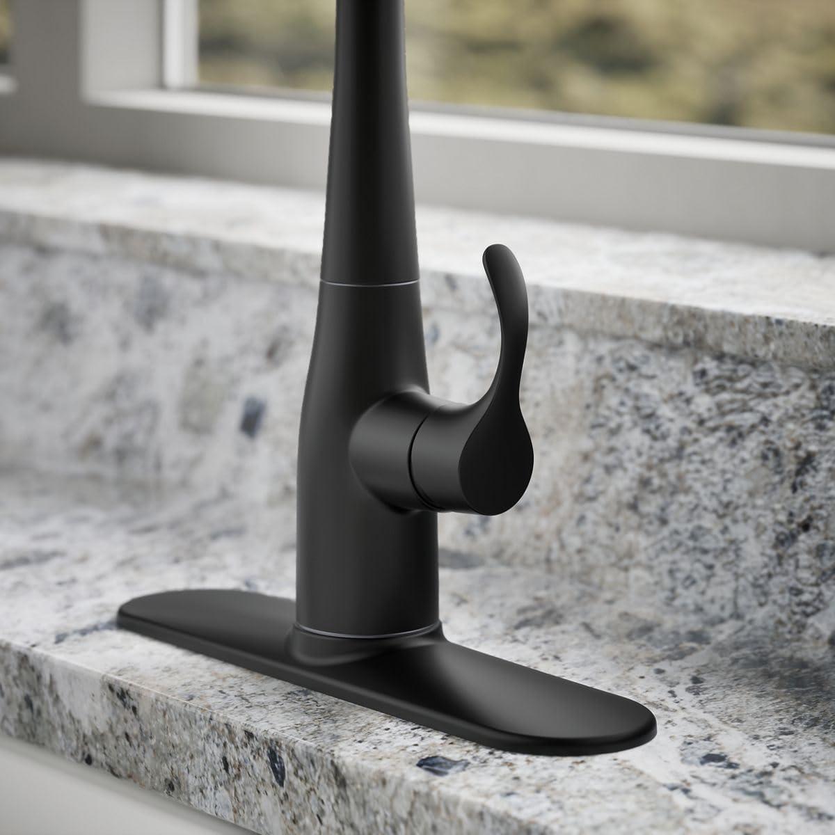 Kohler KOHLER Simplice Pull Down Kitchen Faucet, 3-Spray Faucet, Kitchen Sink Faucet with Pull Down Sprayer, Matte Black, K-596-BL