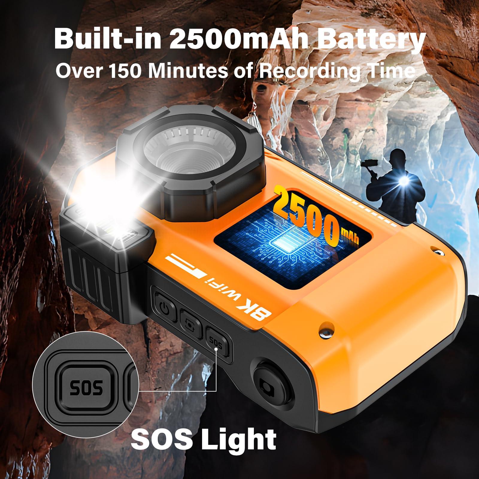 tupsio 8K UHD 70MP Digital Camera with 32GB Card Rugged Waterproof Dustproof Shockproof 33FT Underwater Camera Dual-Screen Selfie for Snorkeling Autofocus Point and Shoot Digital Camera (Orange)