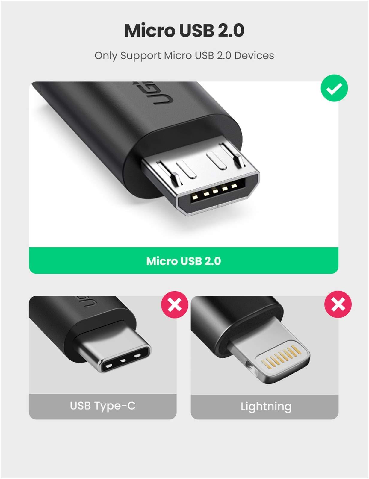 UGREEN UGREEN Micro USB 2.0 OTG Cable On The Go Adapter Male Micro USB to Female USB Compatible with Samsung S7 S6 Edge S4 S3 LG G4 Controller Android Windows Smartphone Tablets 4 Inch Black