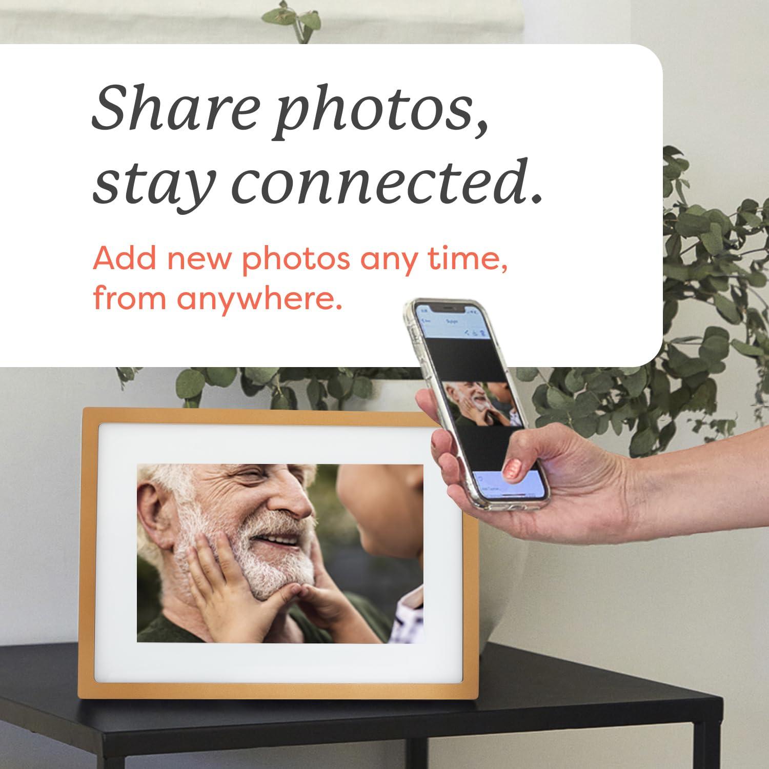 Skylight Skylight Digital Picture Frame - WiFi Enabled with Load from Phone Capability, Touch Screen Digital Photo Frame Display - Customizable Gift for Friends and Family - 10 Inch Gold