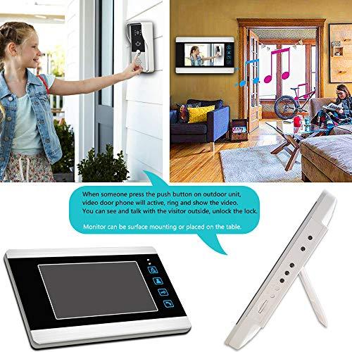 AMOCAM AMOCAM Video Doorbell Intercom System, 7 Inches Alloy Panel Monitor HD Camera Wired Video Door Phone Kits, Support Unlock, Monitoring, Dual-Way Intercom Indoor Outdoor for Villa Office Apartment