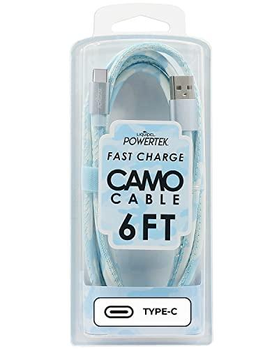 LIQUIPEL LIQUIPEL USB Type C Cable 6ft, USB A 2.0 to USB-C Fast Charger Extra Long Durable, Camo Color Cables (Blue)