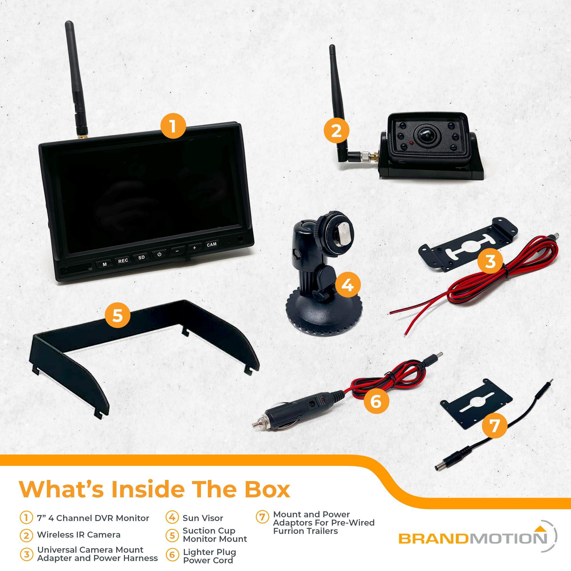 Brandmotion Brandmotion Wireless Observation IR Camera System with 7 HD Monitor | ADHS-7810v2 Edge to Edge Image Mirror with Universal Compatibility