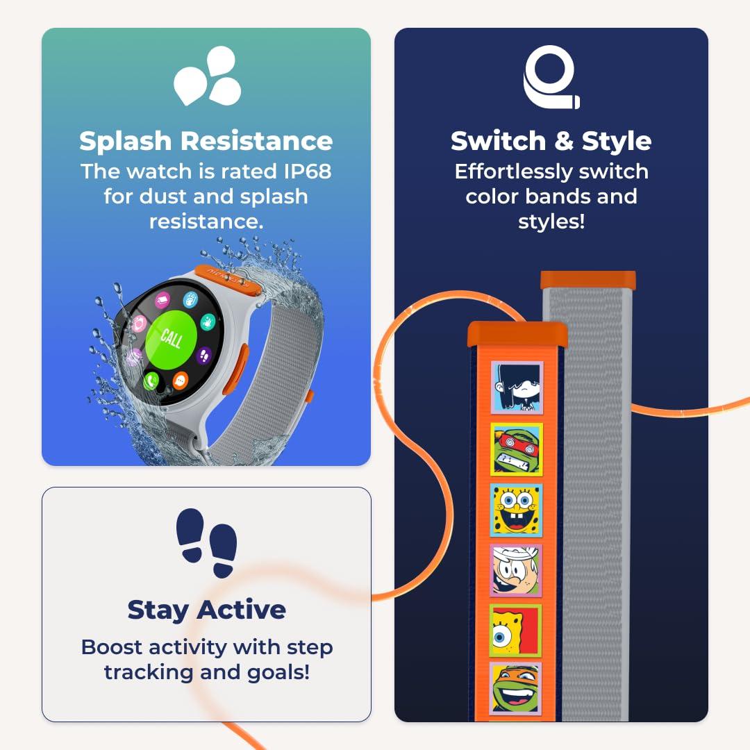 NIckwatch By Nickelodeon NIckwatch By Nickelodeon GPS Tracking Smartwatch with App, Chat & Call, Durable, SOS Call, Motion Games, Step Counter, School Mode & More! Endless Fun for All! Requires Data Plan-First Month Free