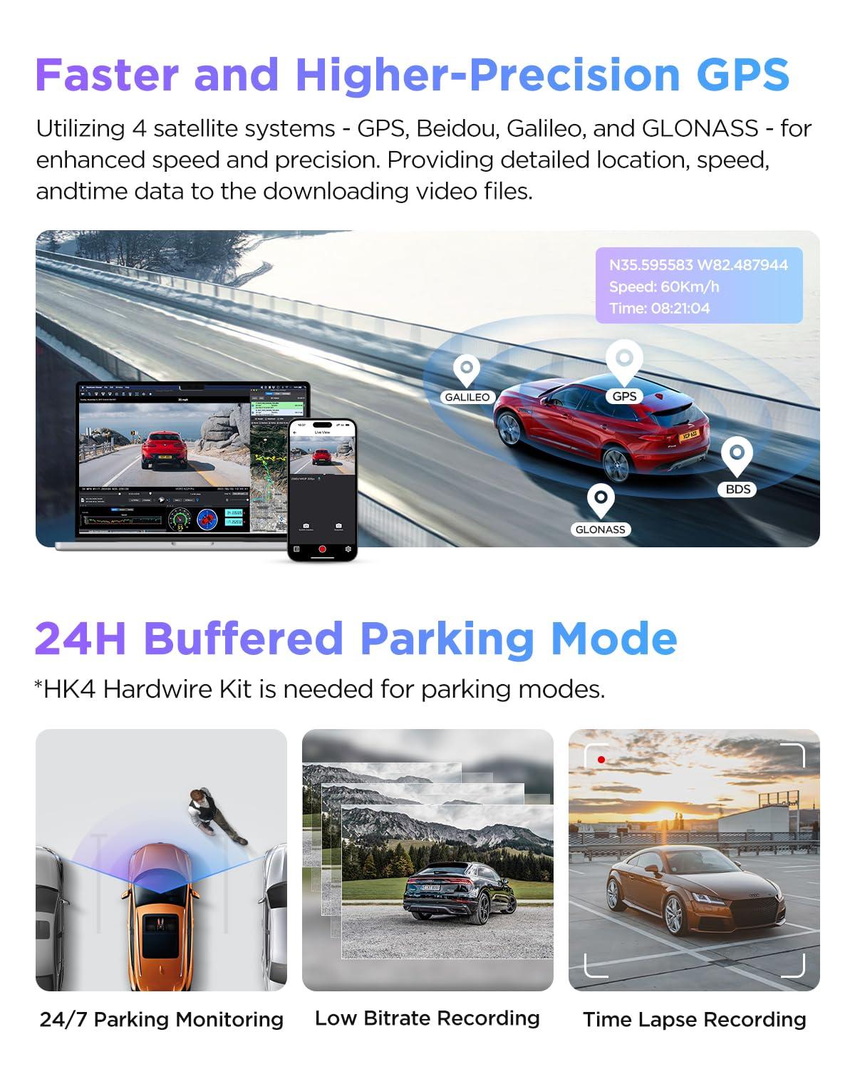 VIOFO VIOFO A229 Pro 4K HDR Dash Cam, Dual STARVIS 2 IMX678 IMX675, 4K+2K Front and Rear Car Camera, 2 Channel with HDR, Voice Control, 5GHz WiFi GPS, Night Vision 2.0, 24H Parking Mode, Support 512GB Max