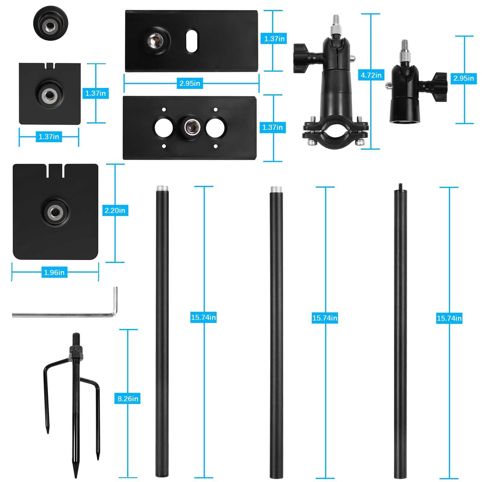 Koroao Koroao 31.49 or 47.24 inch Ground Stake Mount Stand with Solar Panel Mount for Ring, Blink, Arlo, Eufy, Wyze, Google Nest, Simplisafe Cameras and Solar Panels Ground Stake BracketBlack