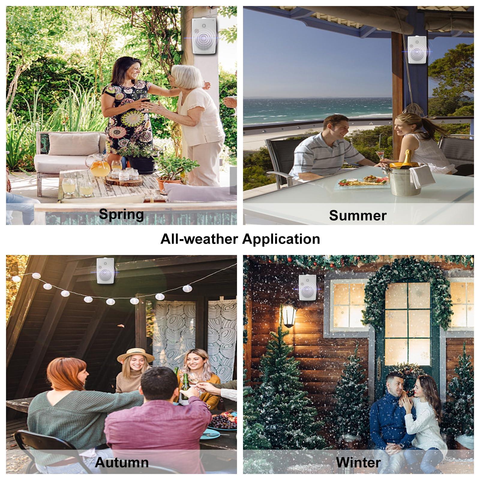 Herdio Herdio 6.5 Inches Indoor Outdoor Bluetooth Speakers Waterproof Wired 400 Watts with Powerful Bass,2 Way Wall Mount Speakers All-Weather Durability for Patio Home Deck Porch Backyard(Pair,Withe)