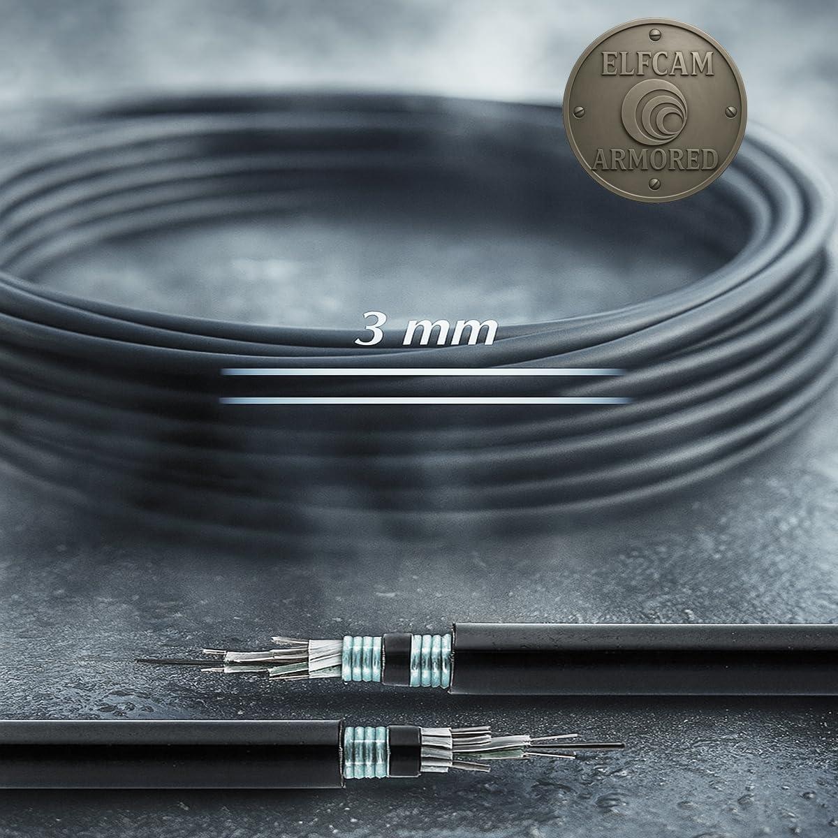 Elfcam Elfcam - 30m/98.4ft Armored Fiber Optic Cable for Outdoor and Indoor SCA to SCA Simplex Singlemode, Compatible with FTTH Cables, 30 Meters