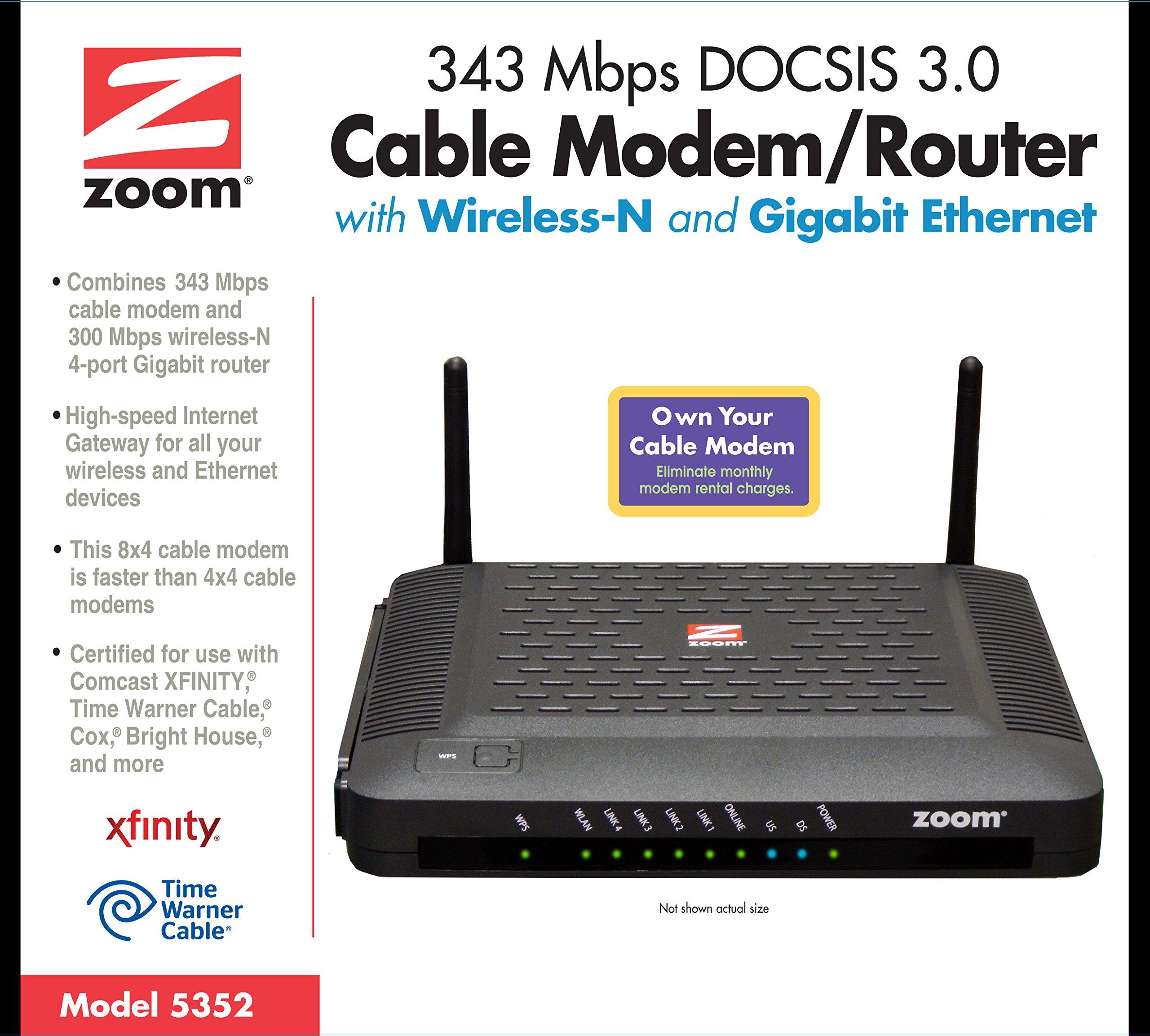 Zoom ZOOM DOCSIS 3.0 Cable Modem and Wireless-N Router (5352-00-00)
