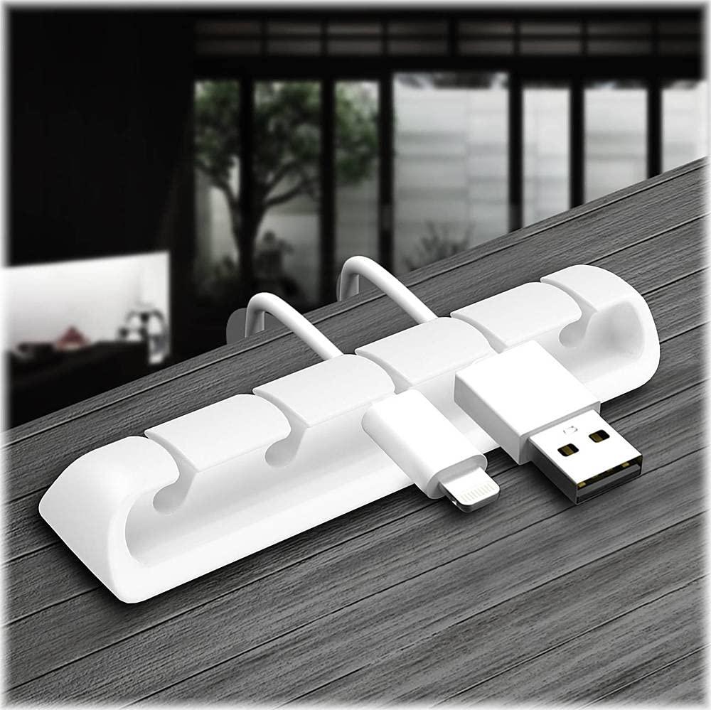 ZERODAMAGE SAHARA CASE SaharaCase - USB Cable Holder Organizer (4-Pack) Rugged Strong Adhesive Flexible Silicone - White
