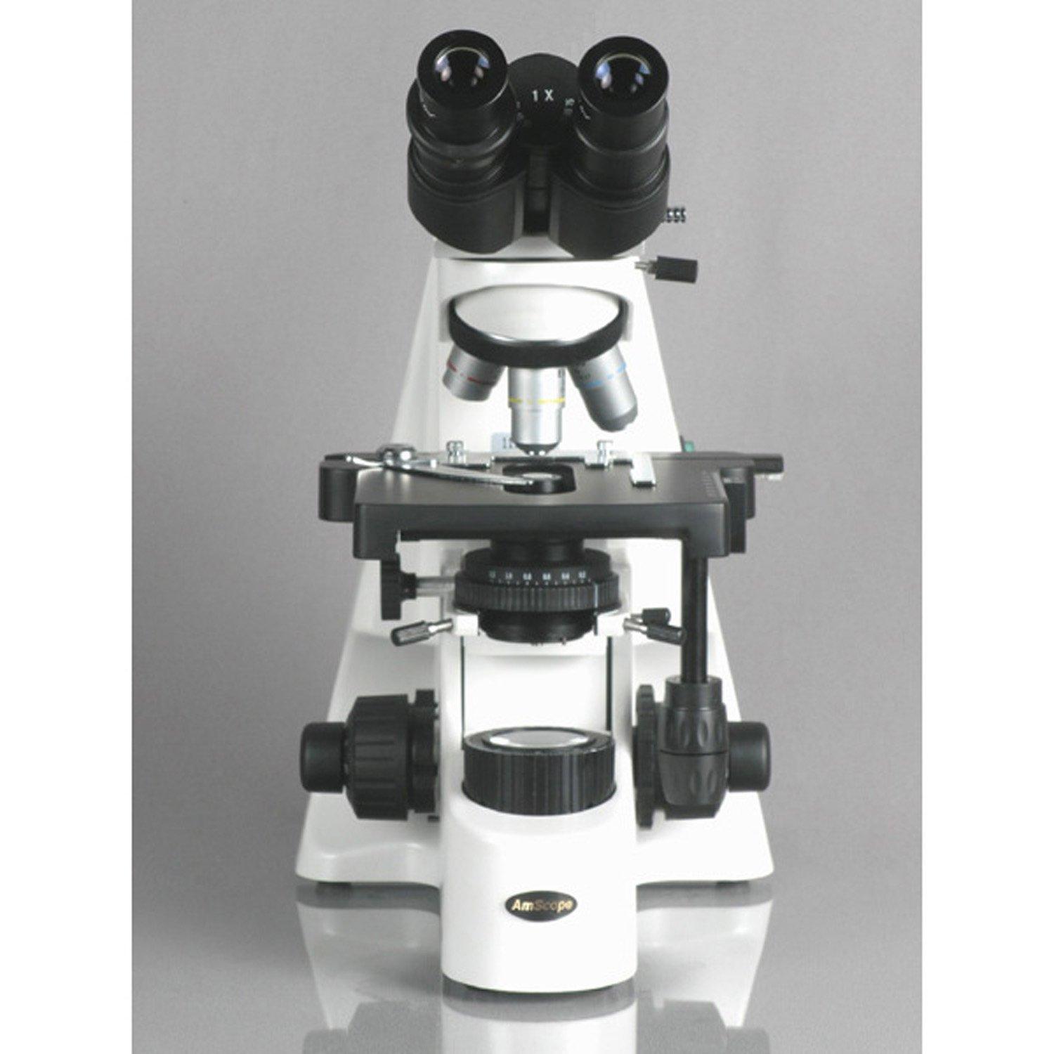 AmScope AmScope B660C Siedentopf Binocular Compound Microscope, 40X-2500X Magnification, WH10x and WH25x Super-Widefield Eyepieces, Semi-Plan Objectives, Brightfield, Kohler Condenser, Double-Layer Mechanical