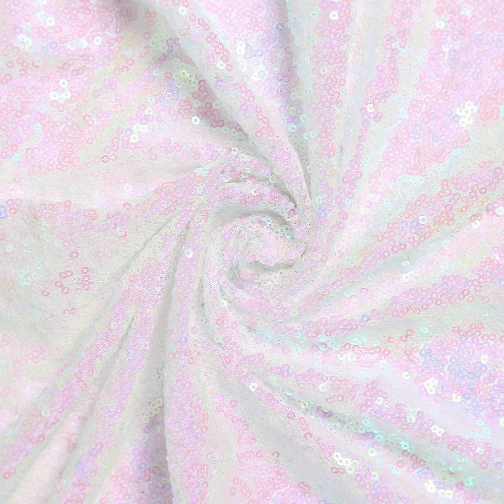 WISPET WISPET Iridescent White Sequin Backdrop Curtains 1 Panel 10FTx10FT Glitter Iridescent White Photo Backdrop Party Wedding Baby Shower Curtain Sparkle Photography Background