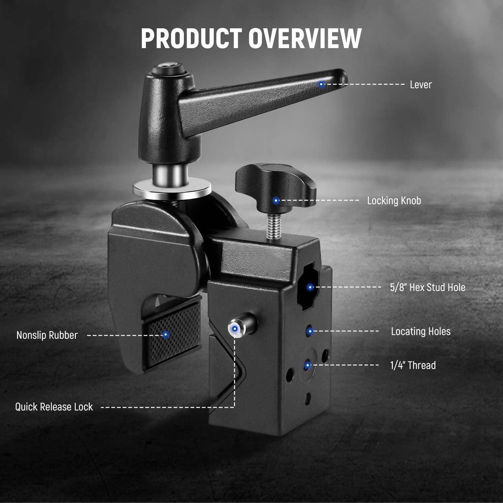 NEEWER NEEWER CB100C 130w RGB LED Video Light with Super Clamp, APP/2.4G Control 360 Full Color 2700K-6500K 27000lux/m COB Bowens Continuous Lighting TLCI/CRI97+ 17 Scenes for Video Recording Photography