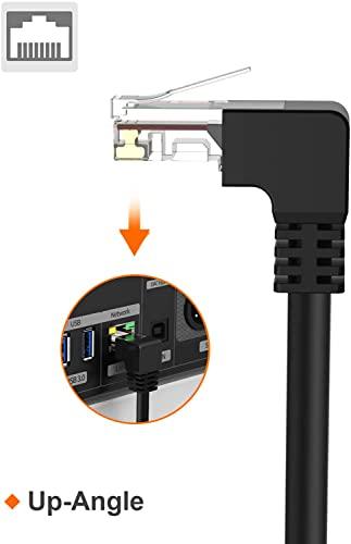 CableCreation CableCreation CAT6 Ethernet Patch Cable RJ45 LAN Cable Gigabit Network Cord 90 Degree Upward Angled,Bandwidth up to 250MHz 1Gbps for Mac,PC, Router, Modem, Printer, Xbox, PS4, PS3-10 Feet,Black