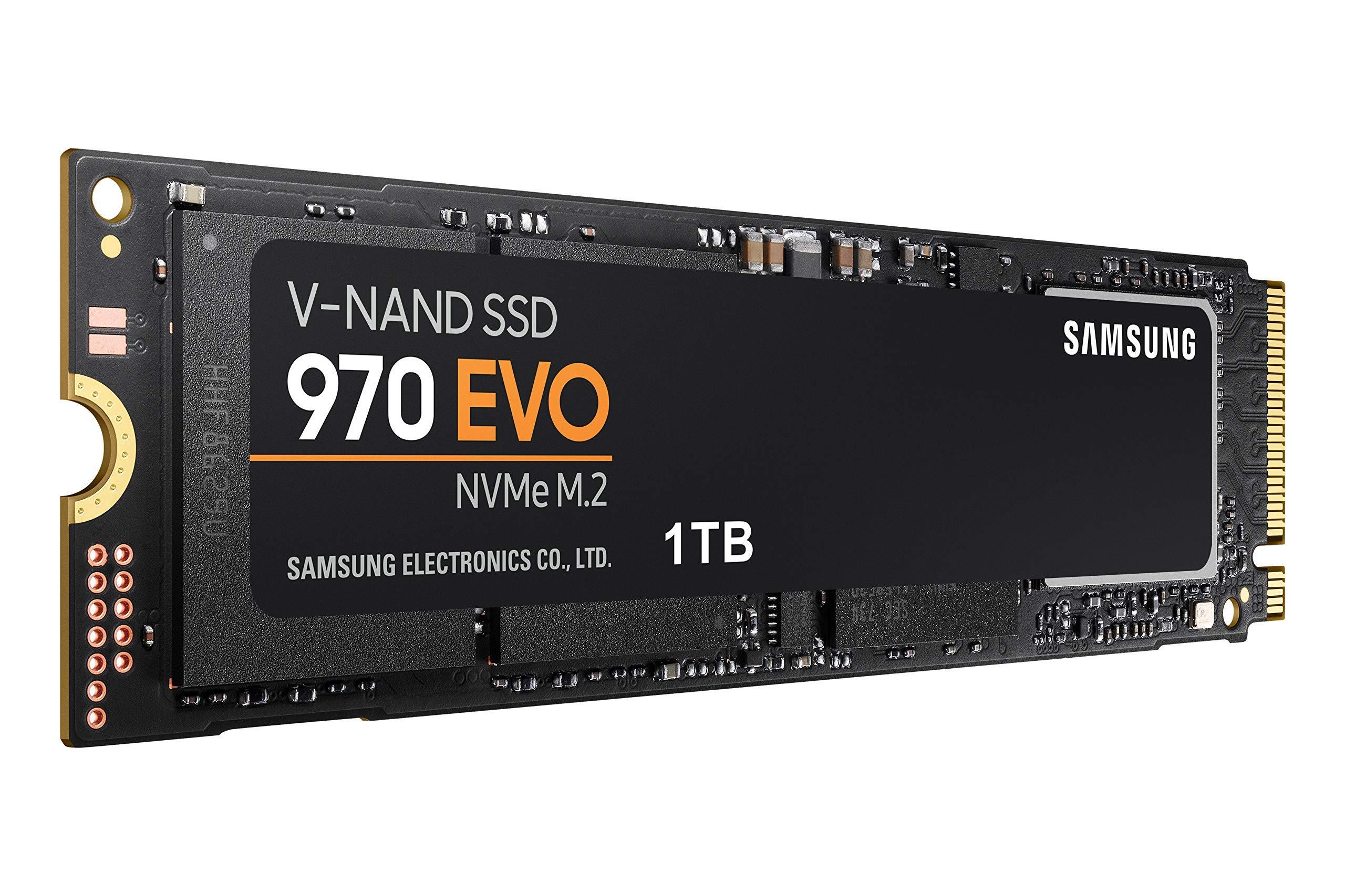 Samsung SAMSUNG 970 EVO SSD 1TB - M.2 NVMe Interface Internal Solid State Drive + 2mo Adobe CC Photography with V-NAND Technology (MZ-V7E1T0BW), Black/Red