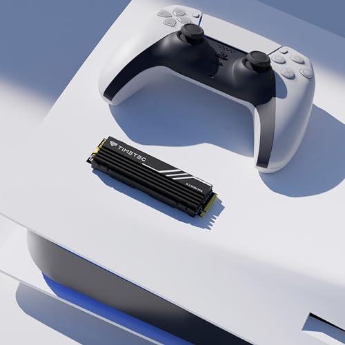 Timetec Timetec 1TB PCIe 4.0 White Heatsink Gaming SSD NVMe Phison E27T PCIe Gen4x4 M.2 2280 3D NAND TLC SLC Cache Read/Write Speed Up to 7,400/6,100 MB/s Internal Solid State Drive for PS5, PC Desktop