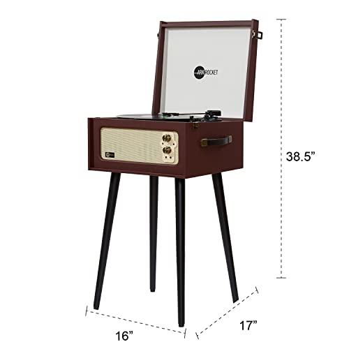arkrocket Arkrocket Discovery II 3-Speed Bluetooth Record Player Retro Console Turntable with Built-in Speakers and Removable Legs (Brown)