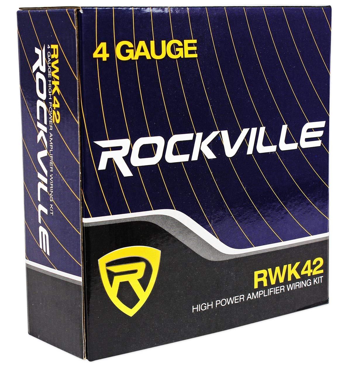 Rockville Rockville RWK42 4 Gauge 4 Chan Car Amp Wiring Installation Wire Kit (2) RCA's