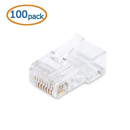 Cable Matters Cable Matters 100-Pack CAT6 RJ45 Modular Plugs (RJ45 Connectors / Cat6 Connector / Cat6 RJ45 Ends / RJ45 Plugs) for Solid or Stranded UTP Cable