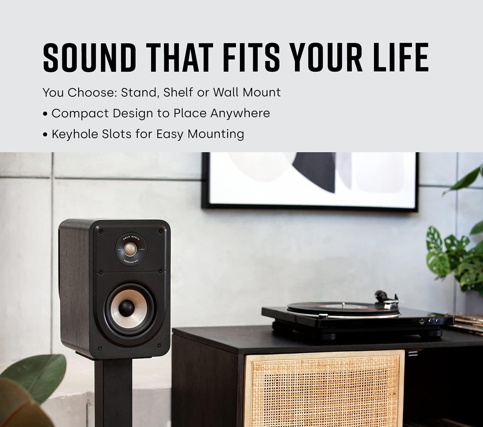 Polk Audio Polk Signature Elite ES20 Bookshelf Speaker - Hi-Res Audio Certified, Dolby Atmos & DTS:X Compatible, 1\" Tweeter & 6.5\" Woofer, Power Port Technology for Effortless Bass (Pair, Elegant White-Washed)