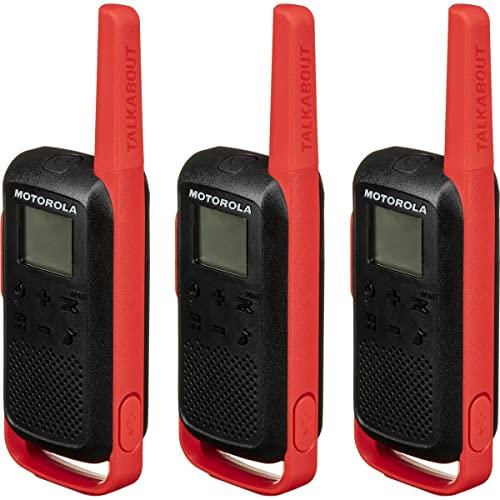 Motorola Motorola Solutions, Portable FRS, T210TP, Talkabout, Two-Way Radios, Rechargeable, 22 Channel, 20 Mile, Black W/Red, 3 Pack