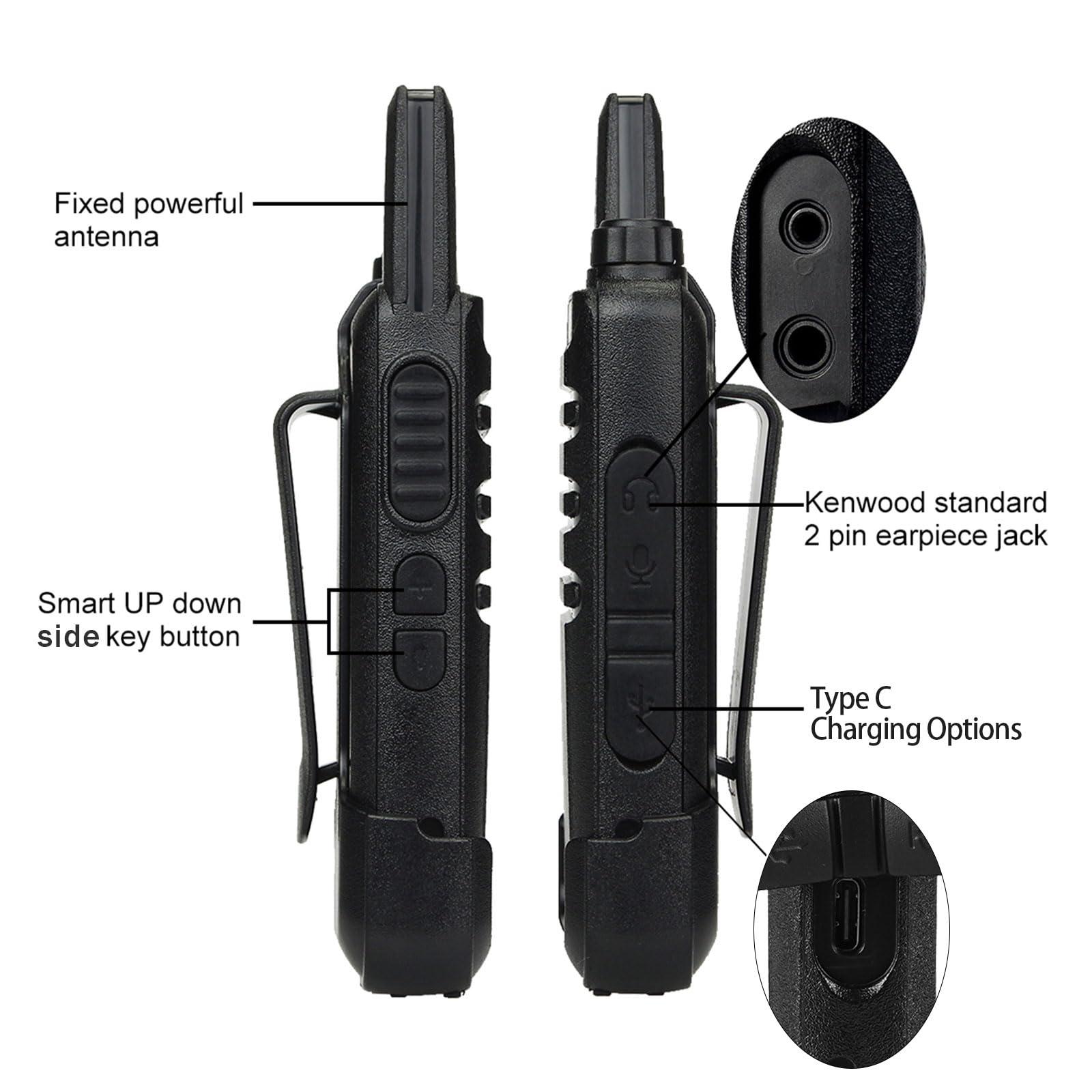 Retevis Retevis RT22 Two Way Radio Long Range Rechargeable,Portable 2 Way Radio,Upgrade Type C Handsfree Walkie Talkies for Adults Cruise Hiking Hunting Skiing(4 Pack)