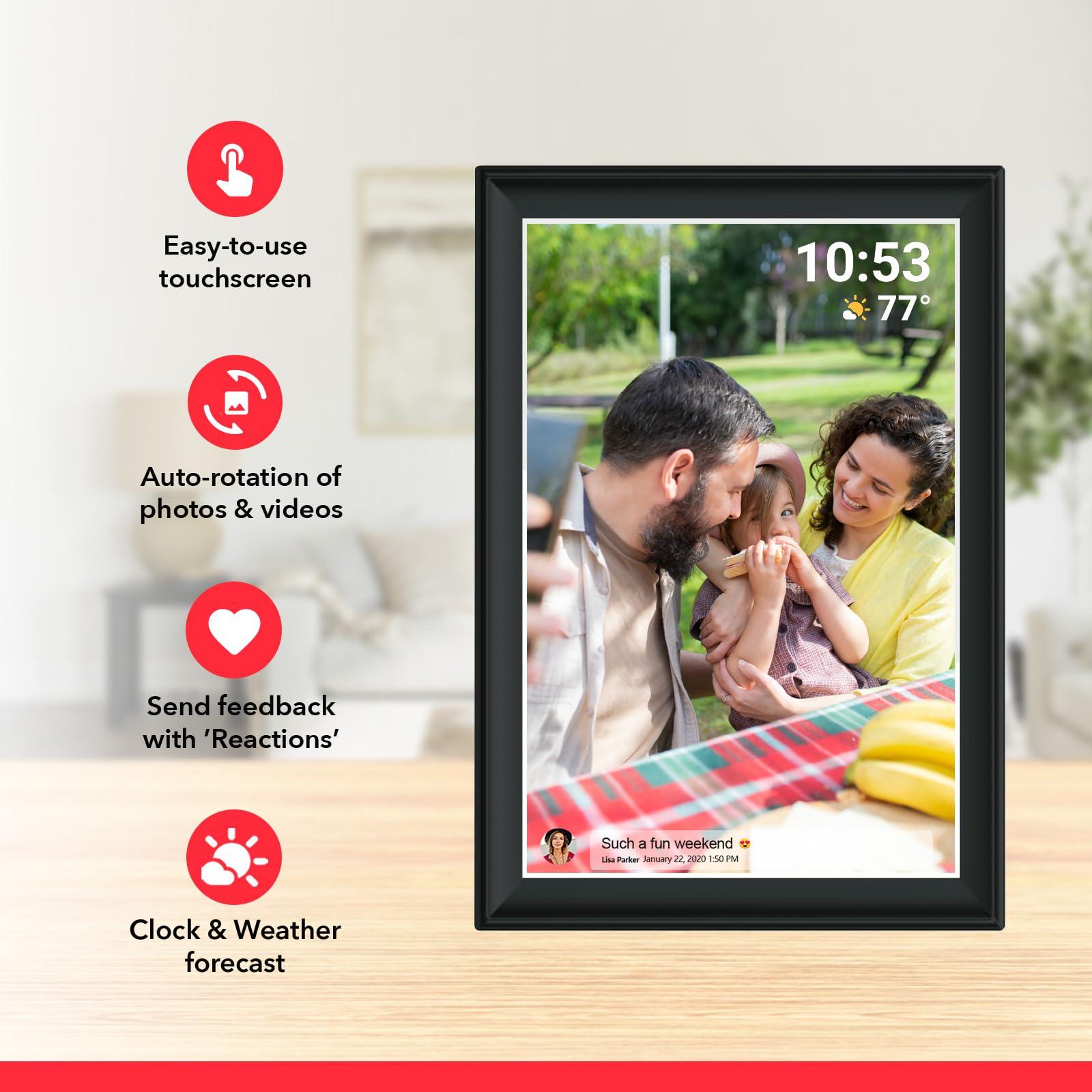 akimart 64GB FRAMEO 10.5 Inch Smart WiFi Digital Photo Frame 1920x1280 FHD IPS LCD Touch Screen, Auto-Rotate, 64GB Storage, Support SD Card & USB Drive, Share Moments Instantly via Frameo App from Anywhere