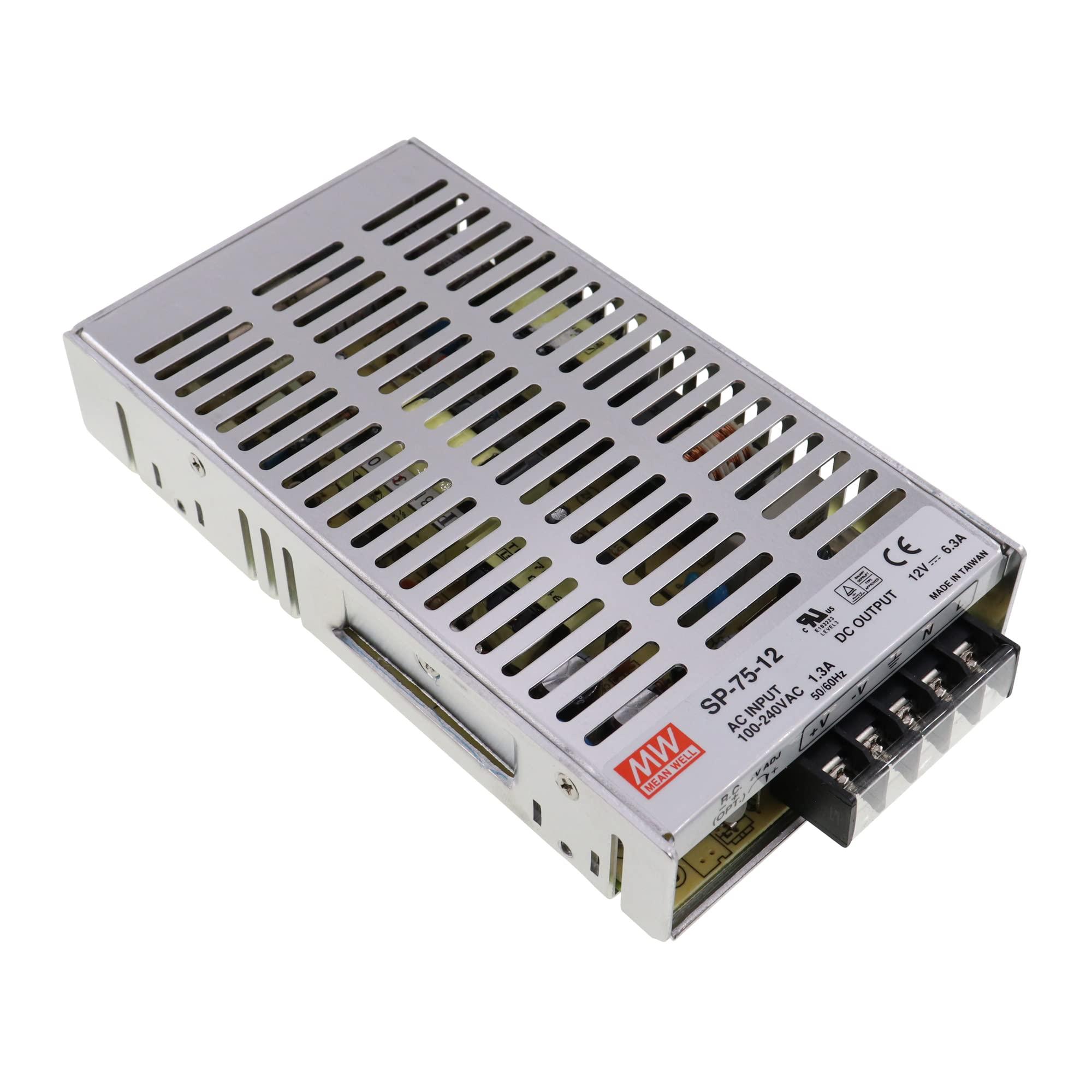 MEAN WELL Meanwell SP-75-12 DC Power Supply, 75W, 12VDC, 6.3A, 100-240V:IN