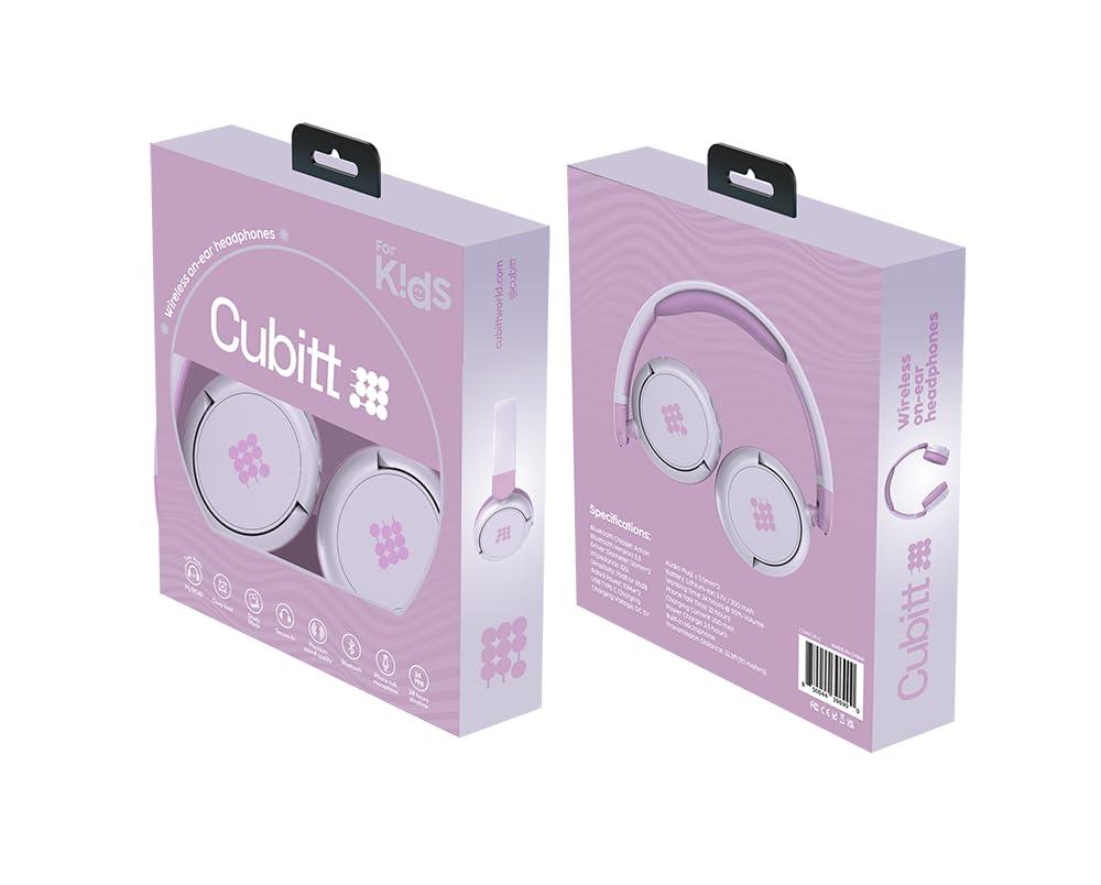 Cubitt Tracking Technologies Cubitt Bluetooth Headphones for Kids, Wireless, with Premium Sound Quality, Built in Microphone, 24 Hours Playtime, Study Mode/Volume Limited and AUX Cord for iPad, Tablet, Airplane, Phone, PC