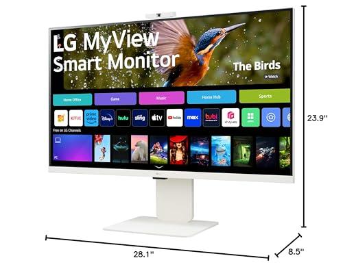 LG LG 32SR85U-W MyView Smart Monitor 32-inch 4K UHD (3840x2160), IPS Display, webOS 23, USB Type-C 90W PD, Built-in FHD Webcam & Speaker, HDR 10, AirPlay 2, Screen Share, Bluetooth, White