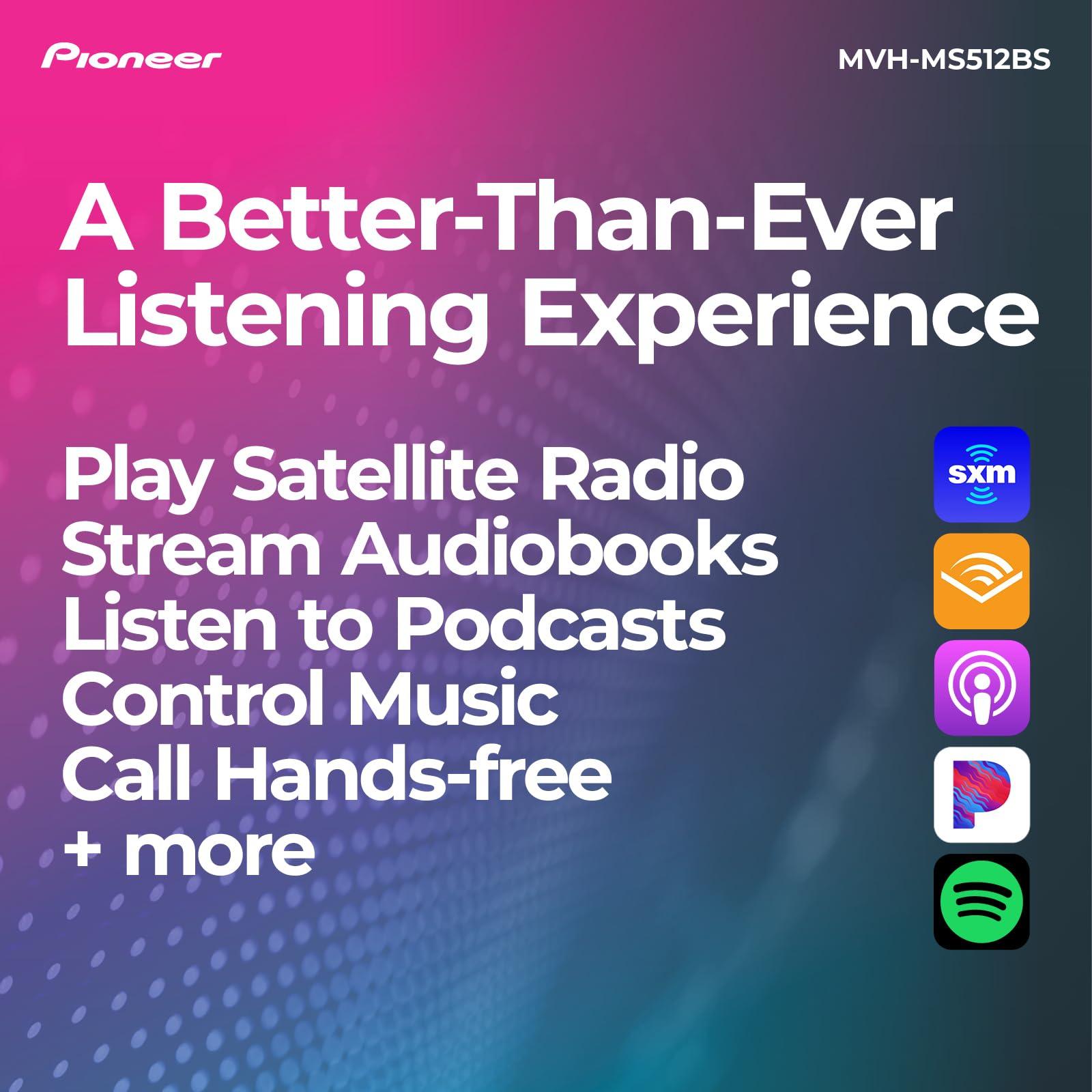 PIONEER Pioneer MVH-MS512BS Marine Digital Media Receiver - Single Din Bluetooth Marine Stereo with Amazon Alexa and Corrosion-Resistant Design