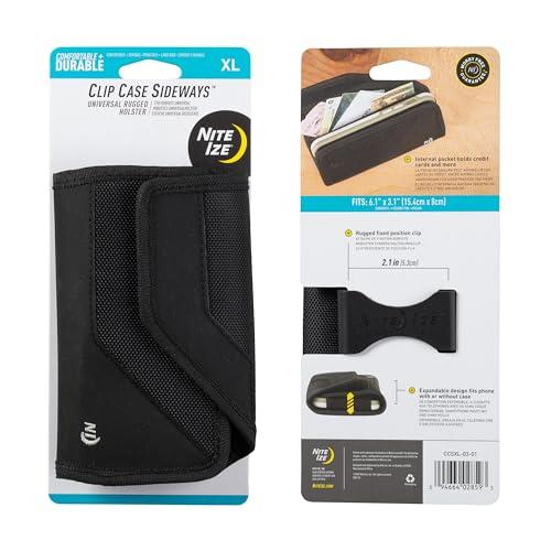 Nite Ize Nite Ize Clip Case Sideways Universal Rugged Holster - Protective Phone Holster for Men\'s & Women\'s Belts - Phone Utility Belt Pouch - Phone Accessories - X-Large, Black
