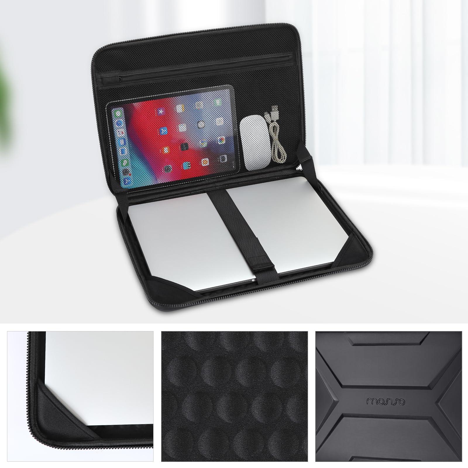 MOSISO MOSISO Laptop Sleeve 15.6 inch, Waterproof Shockproof Protective Artistic Geometric EVA Computer Bag Carrying Case with Handle, Circle Curved Wrist Rest Support for Mouse Pad&Keyboard,Black&Slate Gray