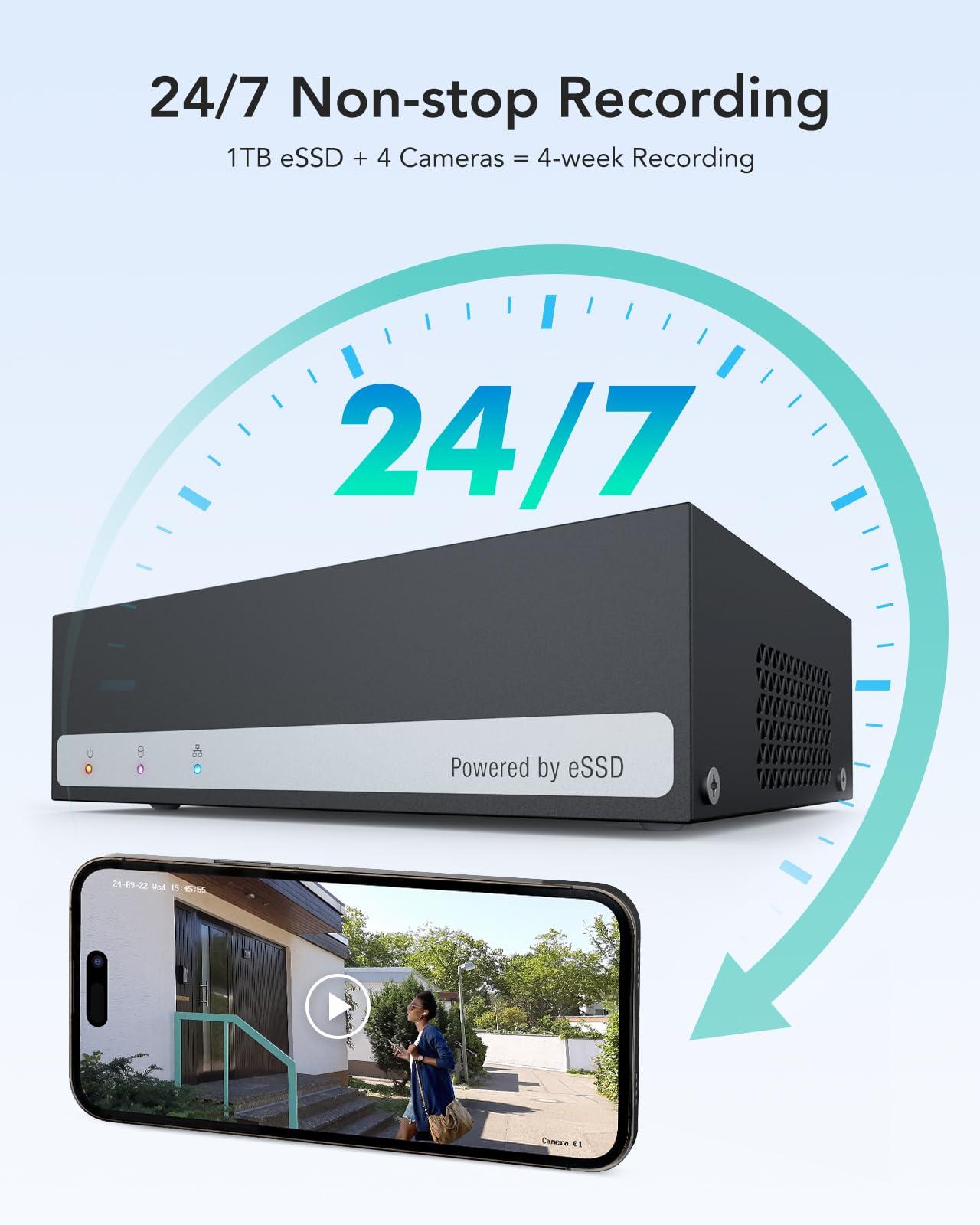 ANNKE ANNKE 8CH 3K Lite Digital Video Recorder with 1TB Embedded SSD Solid State Hard Drive, 24/7 Video Recording with 8 Channel, AI Human/Vehicle Detection, H.265 5-in-1 Security DVR, Hardware Encryption