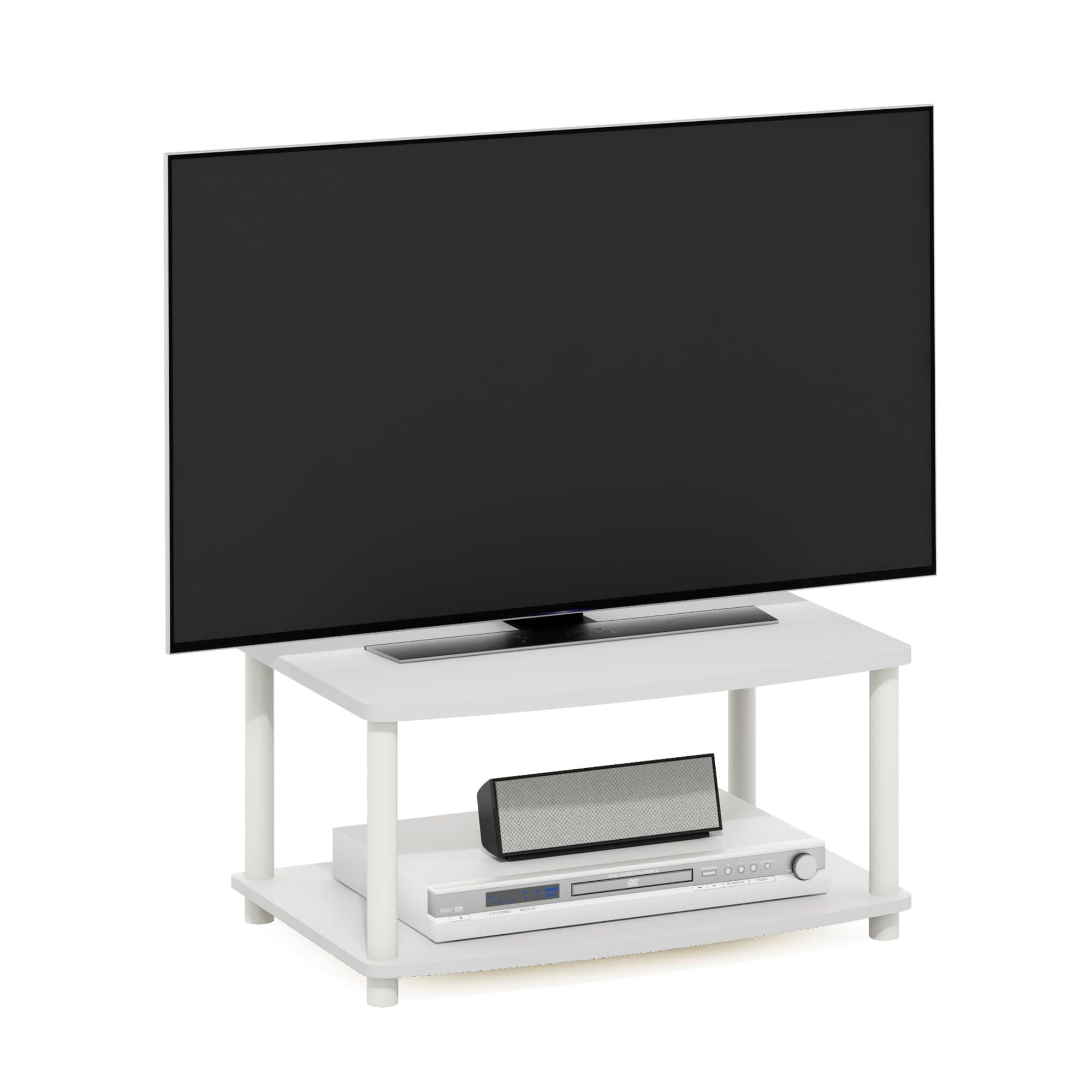 Furinno Furinno Turn-N-Tube No Tools 2-Tier Elevated TV Stands, White/White