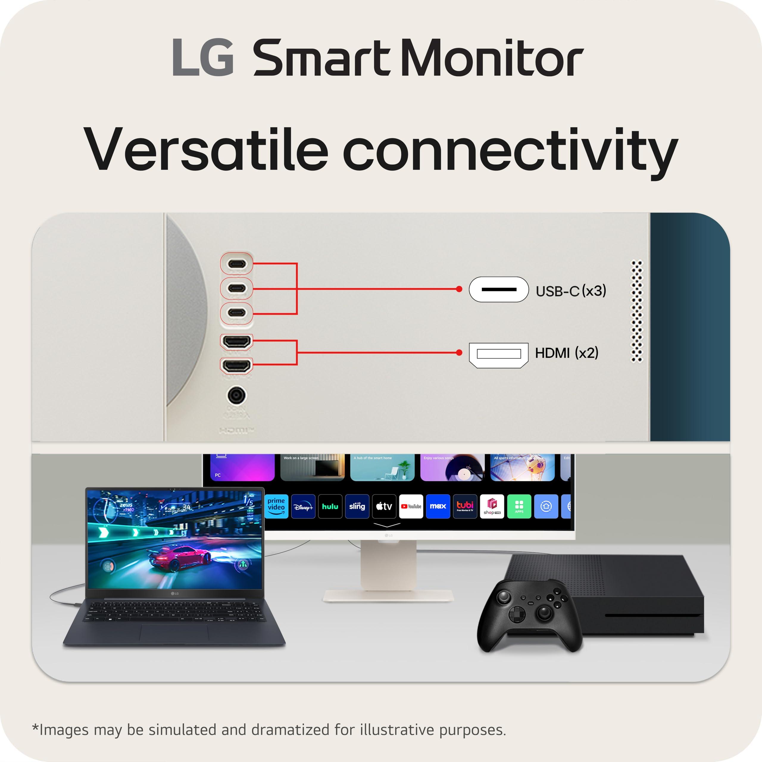 LG LG 32SR85U-W MyView Smart Monitor 32-inch 4K UHD (3840x2160), IPS Display, webOS 23, USB Type-C 90W PD, Built-in FHD Webcam & Speaker, HDR 10, AirPlay 2, Screen Share, Bluetooth, White