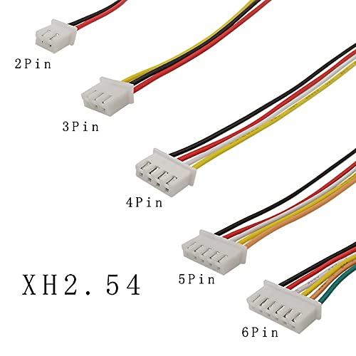 Nuojie Connect Plug Connector 100Pcs XH-2.54 Pitch 2.54mm Connector 26AWG XH2.54 2P 3P 4P 5P 6P 7P 8P 9P 10 Pin JST Plug Wire Connector With 30cm Wire Cable (Color : 5 Pin)