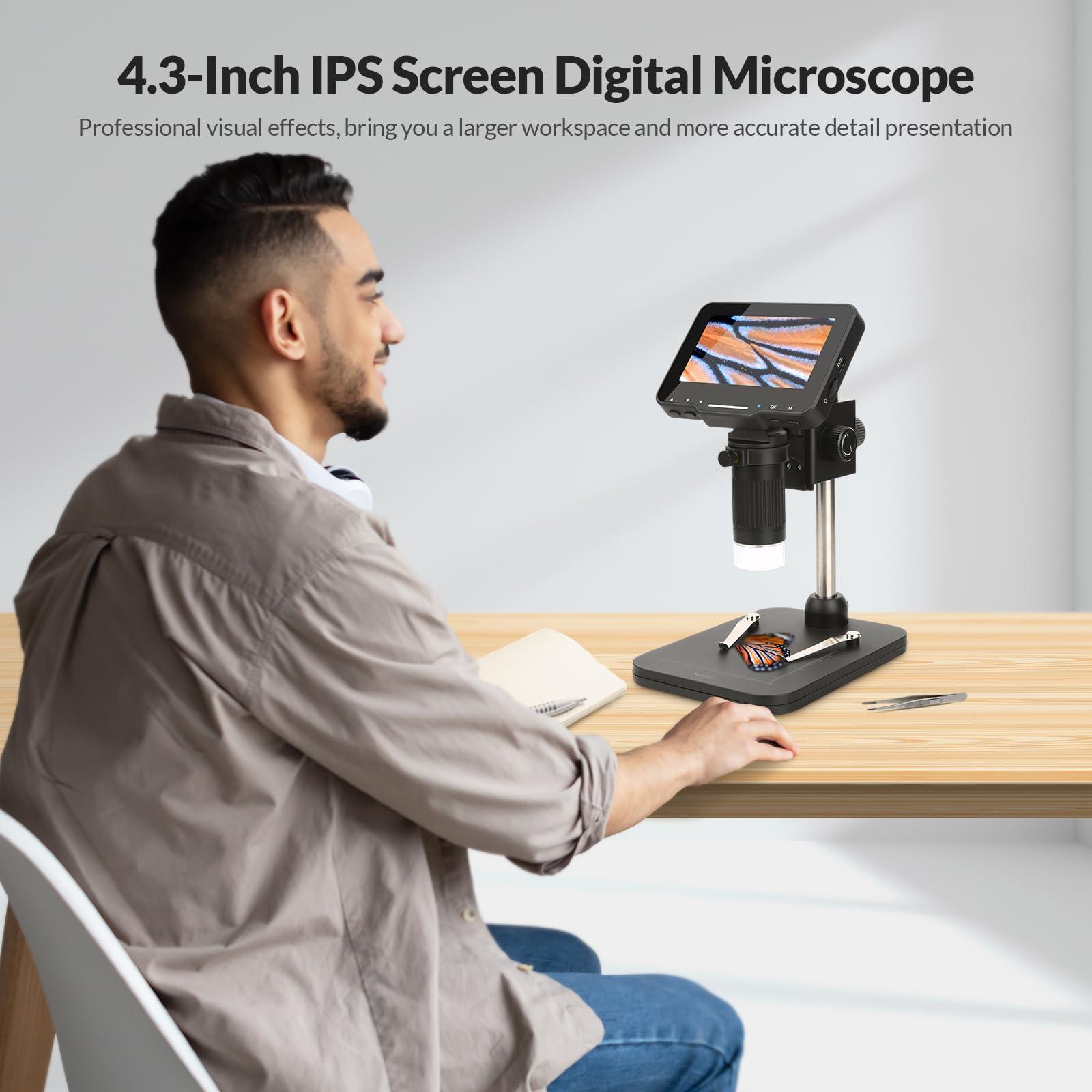 mafiti 4.3\" Coin Microscope 1000x Handheld LCD Digital Microscope with Screen Coin Magnifier with 8 Adjustable LED Lights Compatible with PC Windows/Mac OS with 32GB SD Card